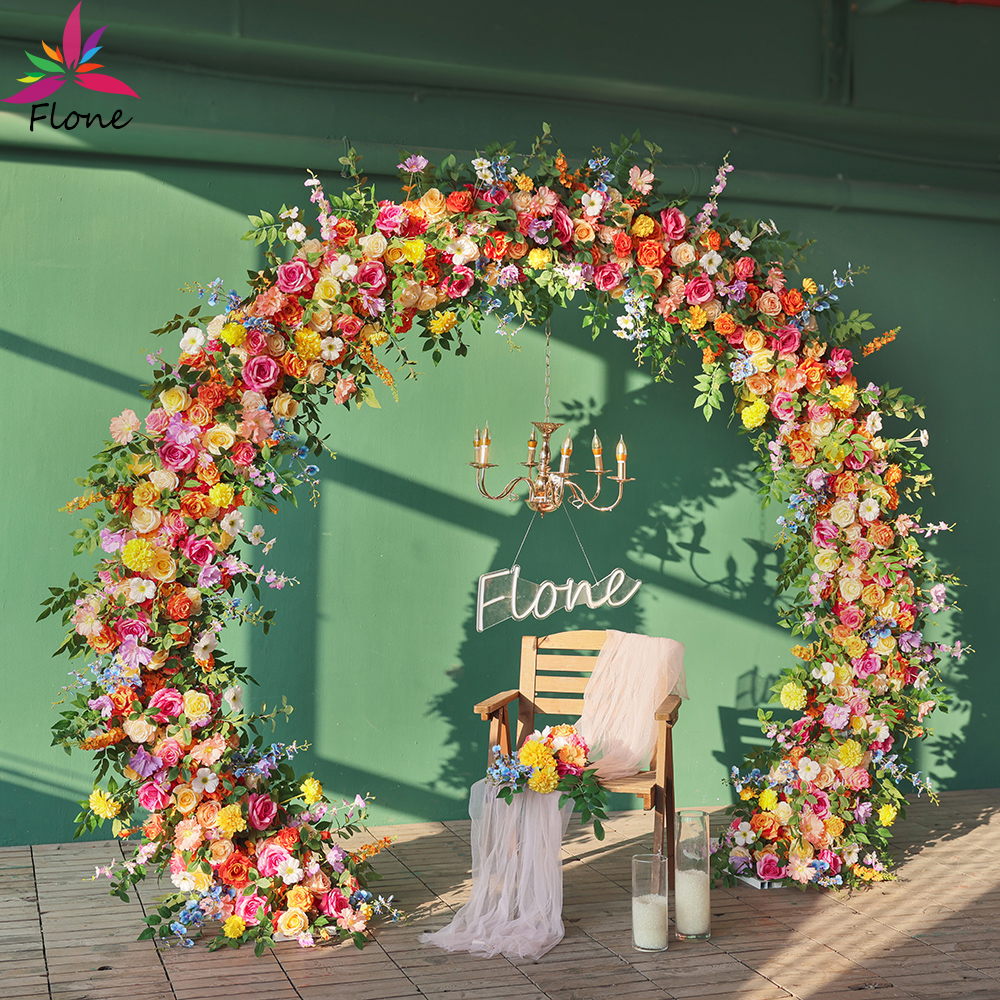 Photography Graduation - Orange Circle Artificial Flowers Runner Garland