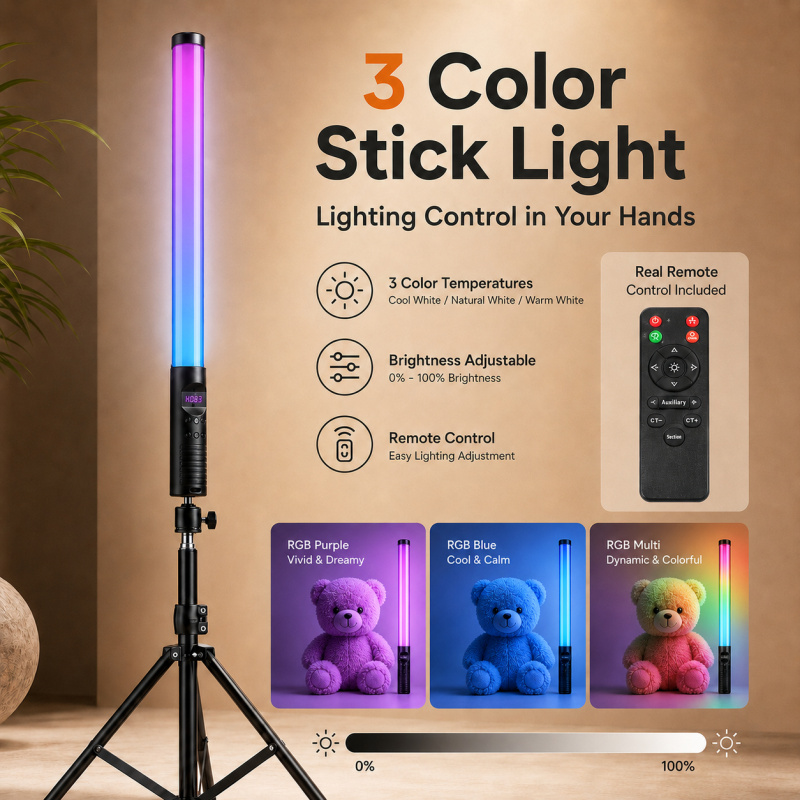 Photography Umbrella Lights - RGB Handheld Video Light Wand, Portable