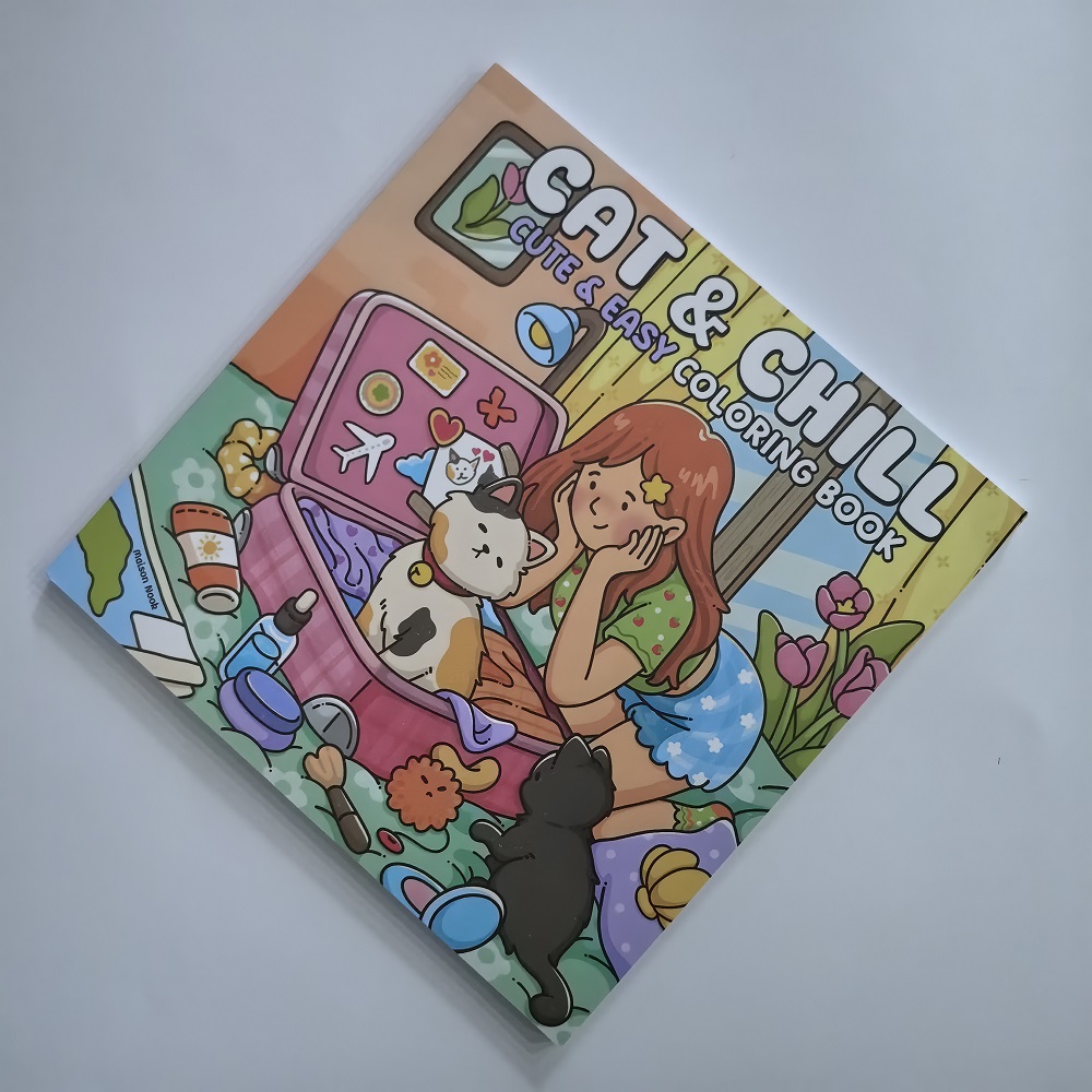 Cat & Girl Cute Easy Coloring  - Photography Of Book reseña y precio