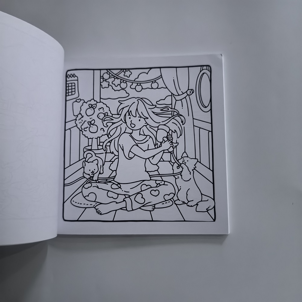 Cat & Girl Cute Easy Coloring  - Photography Of Book reseña y precio