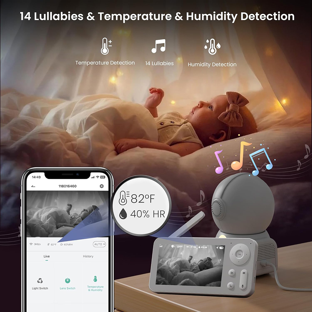 2K Baby Monitor with 2 Cameras - Photography Umbrella Lights reseña y precio